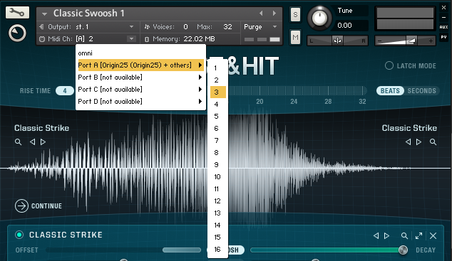 Changing an instrument's MIDI input in Kontakt