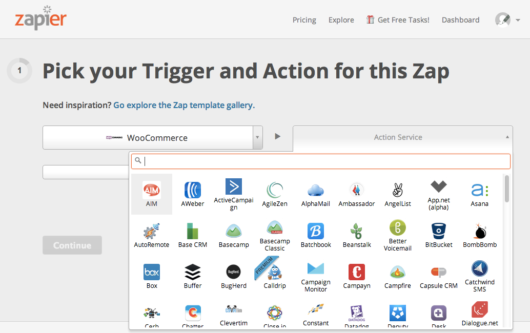 Historical Zapier workflow screenshot